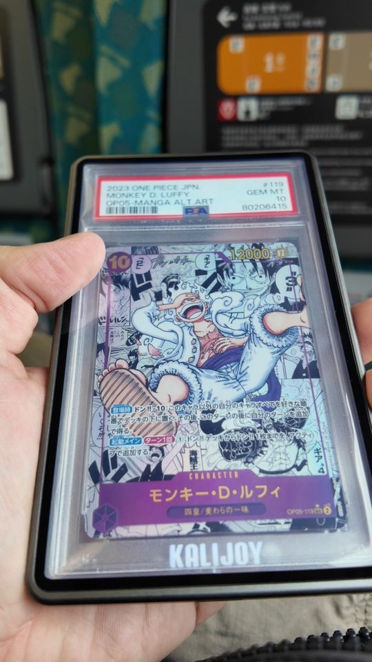PSA 10 One Piece Luffy manga alt art in a KALIJOY branded case