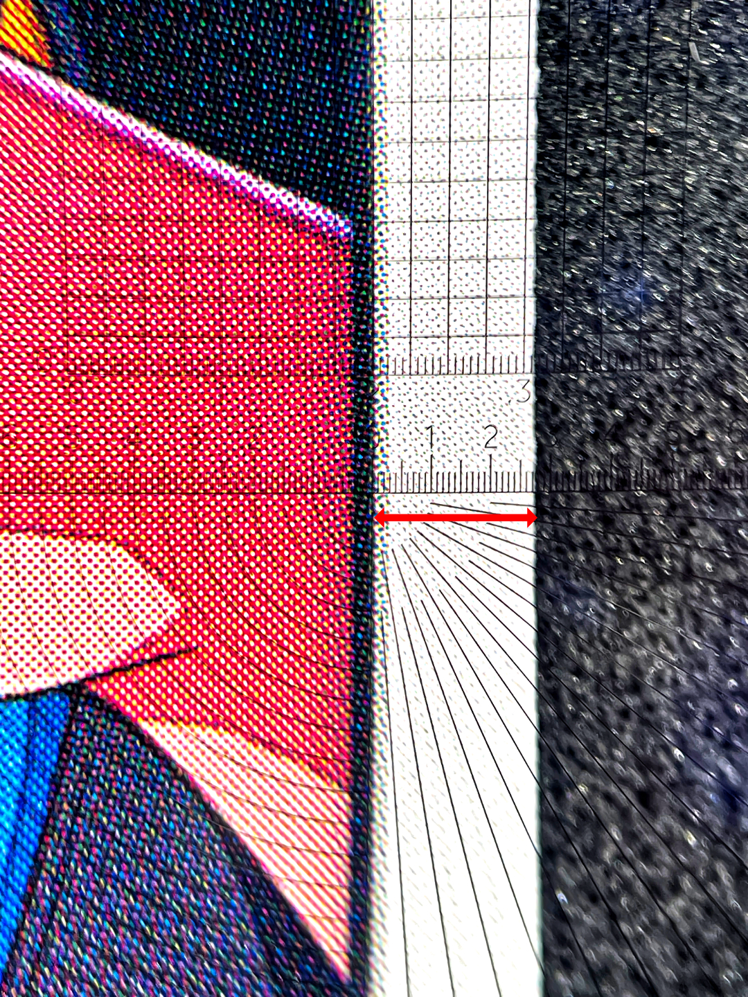 Measuring the right border on the card front